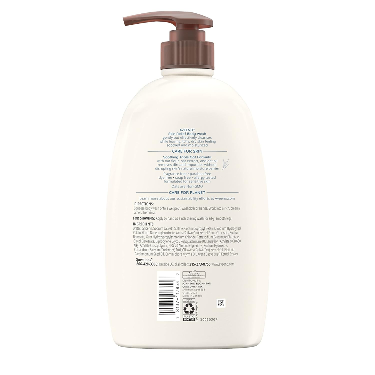 Aveeno Skin Relief Fragrance-Free Body Wash (Triple Oat Formula) – 33 fl oz / 975 ml - Image 6